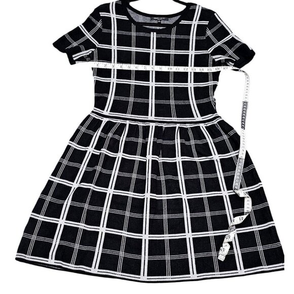 Romeo + Juliet Couture Womens Black & White Plaid Short Sleeve Knit Dress Size L - Picture 9 of 9
